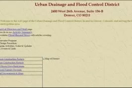 A document header for Urban Drainage and Flood Control District, Denver, CO, with a partial view of a table or form.