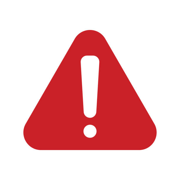 Red triangular warning sign with an exclamation mark inside.