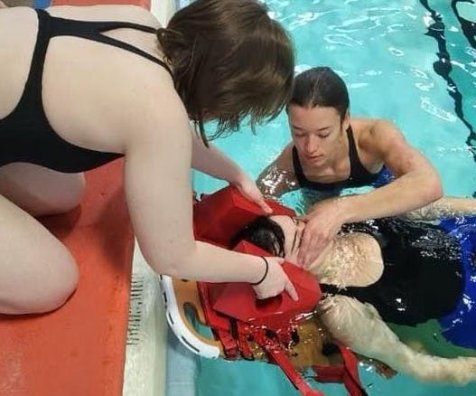 Lifeguards practicing a rescue
