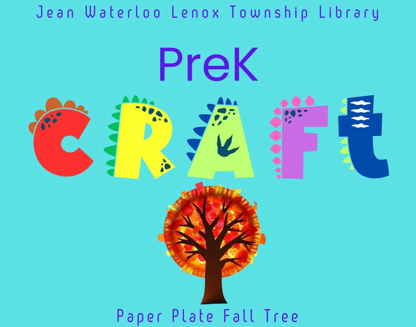 PreK craft event at Jean Waterloo Lenox Township Library: "Paper Plate Fall Tree."