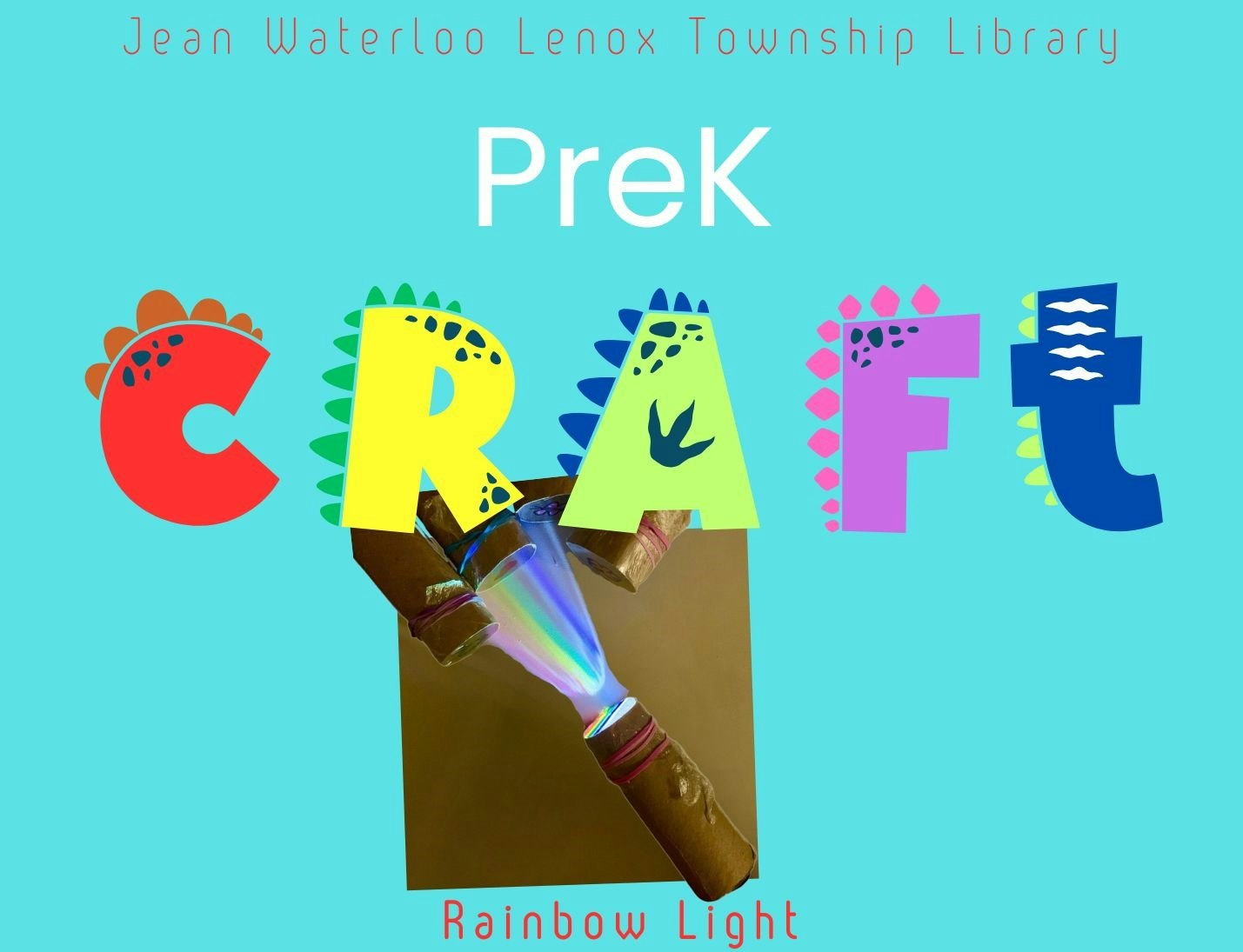 PreK craft event by Jean Waterloo Lenox Township Library, featuring "Rainbow Light."