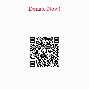 A QR code with text "Donate Now!" above it.