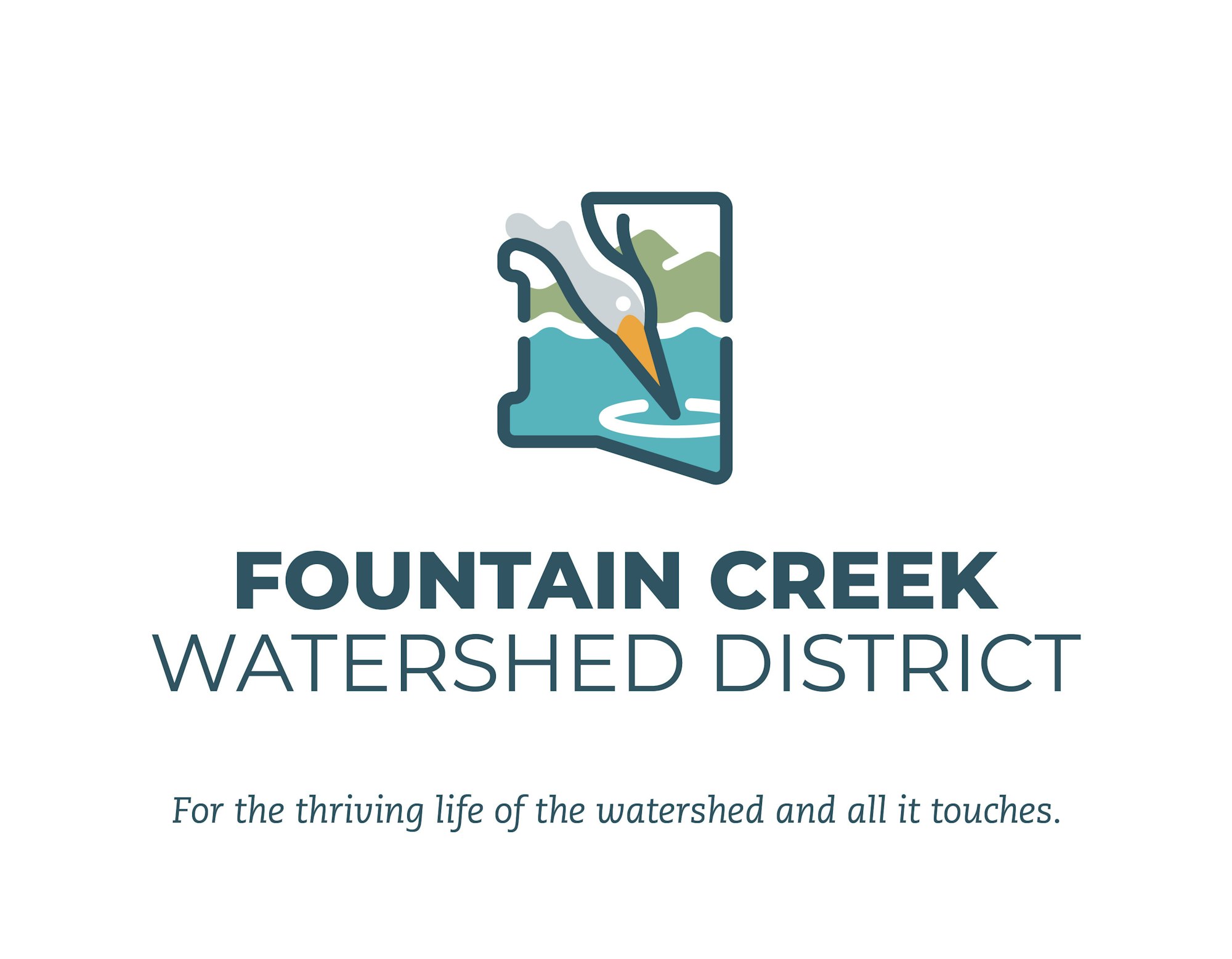 Logo of Fountain Creek Watershed District with tagline: "For the thriving life of the watershed and all it touches."