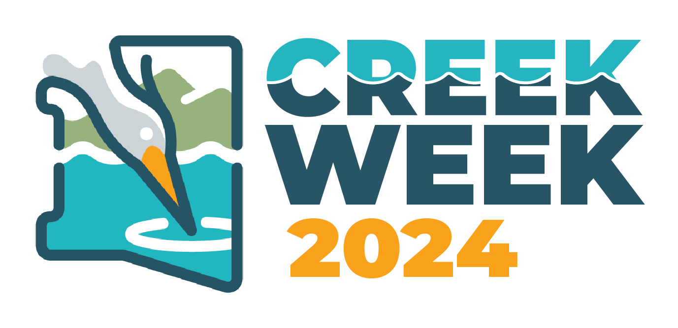 A logo for "Creek Week 2024" with a stylized bird and water graphic.