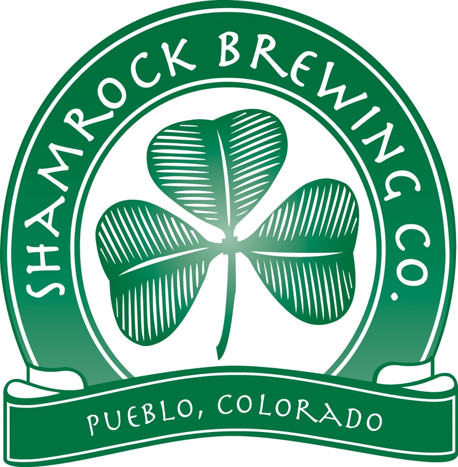 A logo featuring a clover for "Shamrock Brewing Co." Pueblo, CO