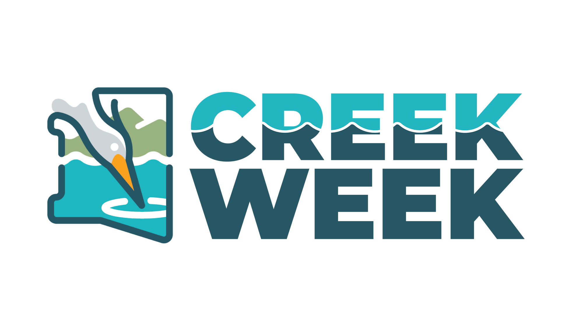 The image features a logo for "Creek Week," incorporating water imagery and a stylized design symbolizing nature and conservation.