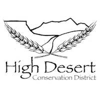 A logo with mountains, wheat stalks, and the text "High Desert Conservation District."