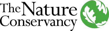 A logo with text "The Nature Conservancy" and a stylized green leaf and earth design.