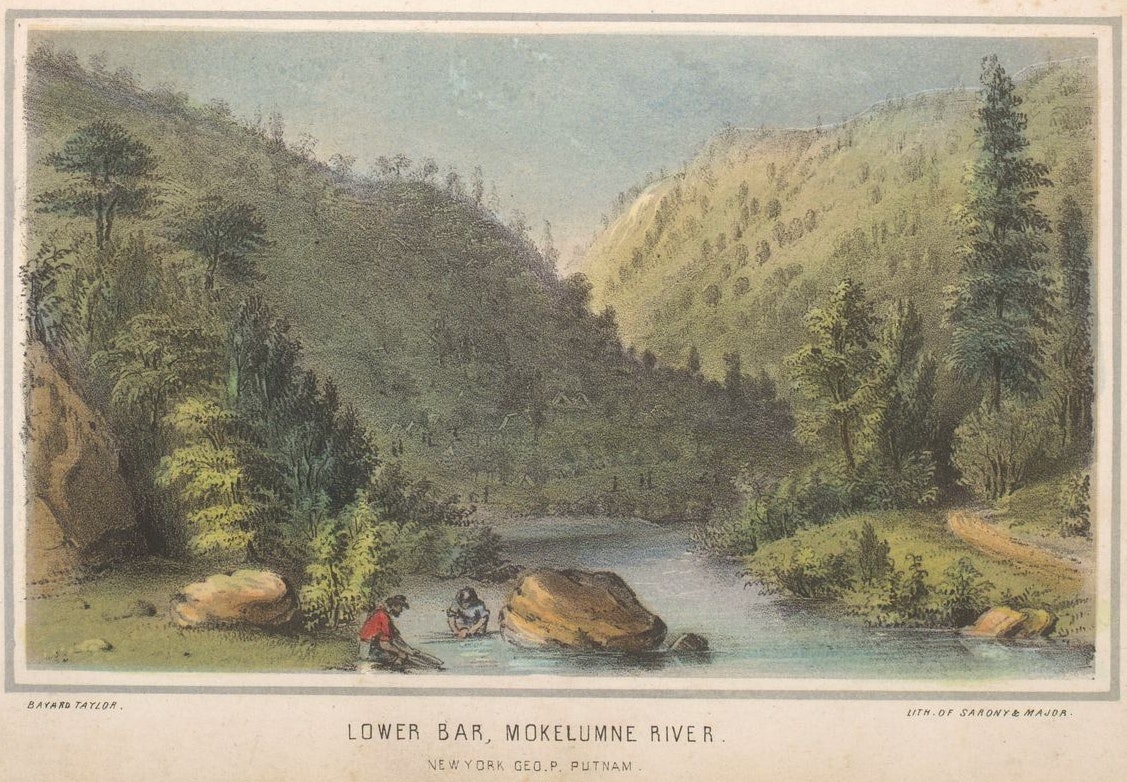 drawing of a river and mountains