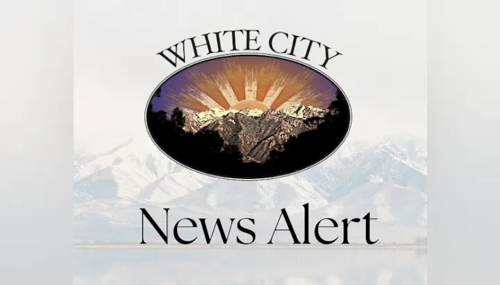 White City "News Alert" graphic with mountain and sunrise illustration.