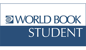 World Book Student logo with blue and white colors and a globe icon.