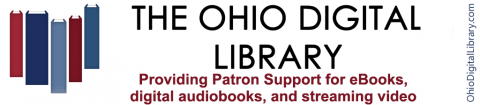 Logo for The Ohio Digital Library, supporting eBooks, digital audiobooks, and streaming video. Website: OhioDigitalLibrary.com.