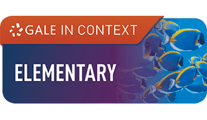 Text "Gale In Context: Elementary" with a background of blue and yellow fish.