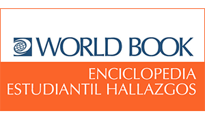World Book Encyclopedia logo with "Enciclopedia Estudiantil Hallazgos" text on an orange background.