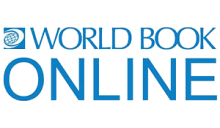 The image shows the "World Book Online" logo with blue text and a globe icon.