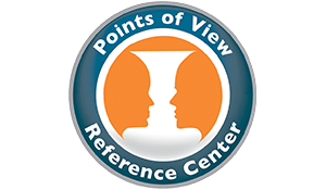 Logo of "Points of View Reference Center" with faces in profile within a circle.