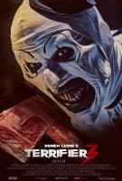 A terrifying clown with sharp teeth on the poster for "Terrifier 3."