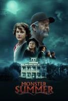 A dark, atmospheric poster with people, a house, and "Monster Summer" text.