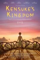 Animated film poster titled "Kensuke's Kingdom" with a character overlooking a landscape at sunrise or sunset.