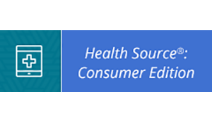 Tablet icon with cross and text: "Health Source®: Consumer Edition."
