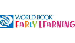 "World Book Early Learning" logo with colorful text and a globe icon.