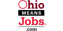 Logo for OhioMeansJobs.com with bold text: "Ohio MEANS Jobs .com".