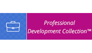 Blue and magenta design with a briefcase icon and the text "Professional Development Collection™."