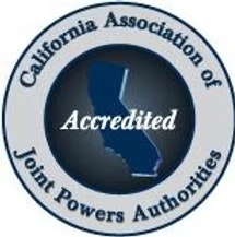 Circular logo of "California Association of Joint Powers Authorities" with "Accredited" text over a map of California.