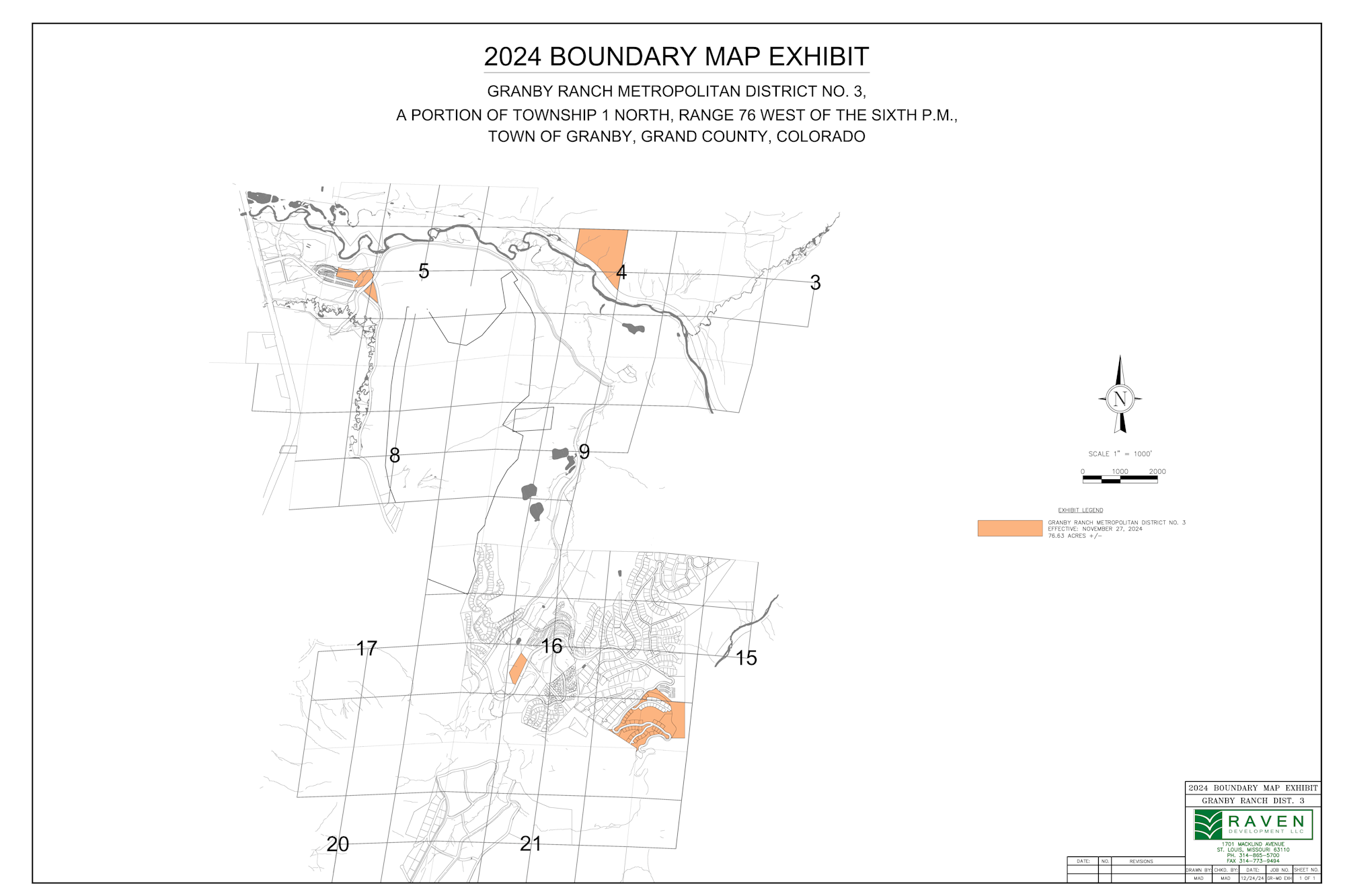 2024 boundary map of Granby Ranch Metropolitan District No. 3, Granby, Colorado.