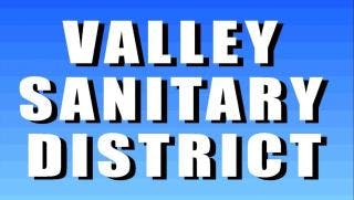 Text on a blue gradient background: "VALLEY SANITARY DISTRICT".