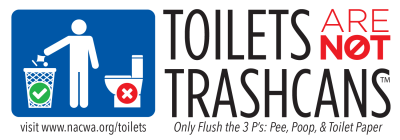 Sign advising not to flush trash; toilets are for pee, poop, and toilet paper only.