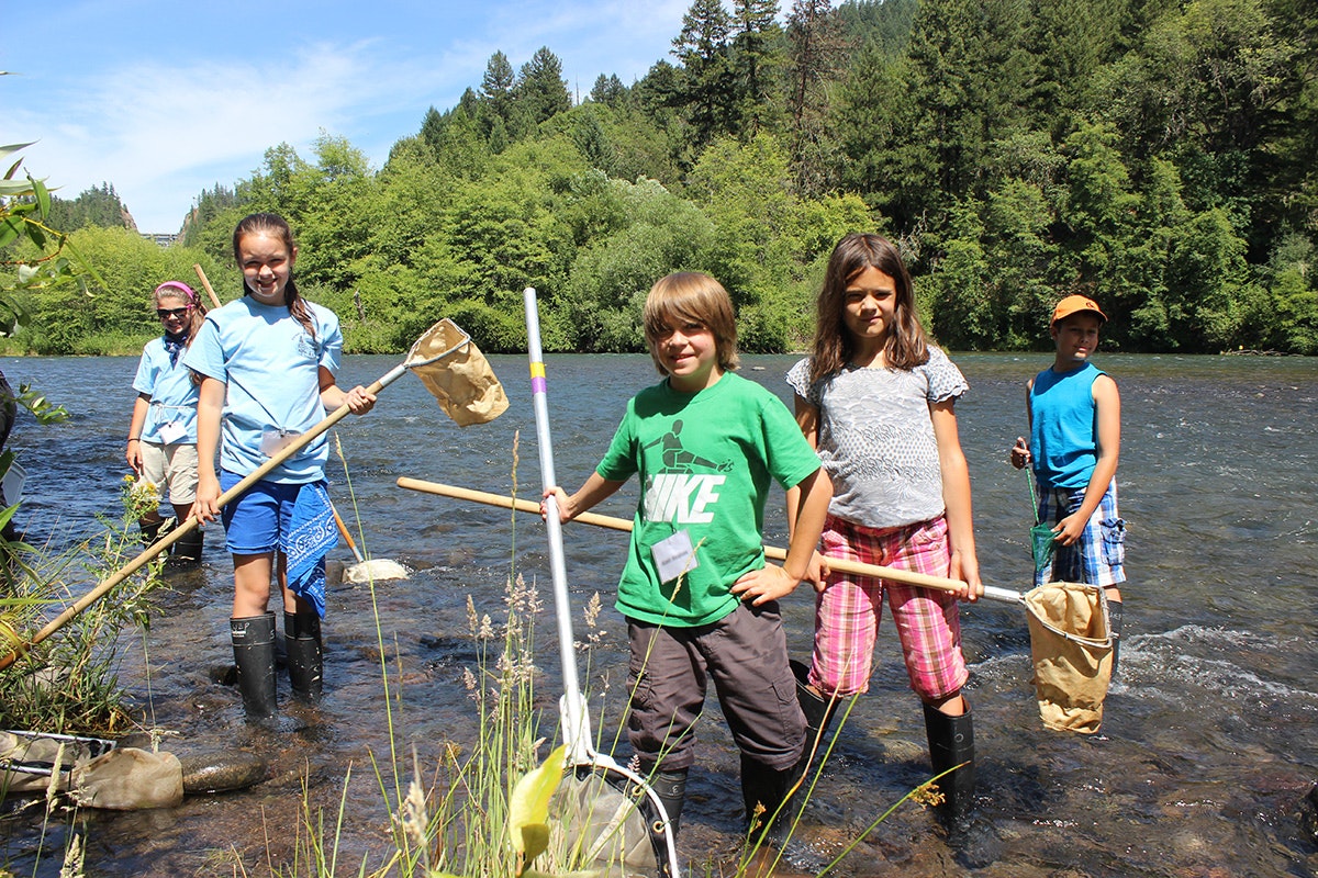Kids in a stream