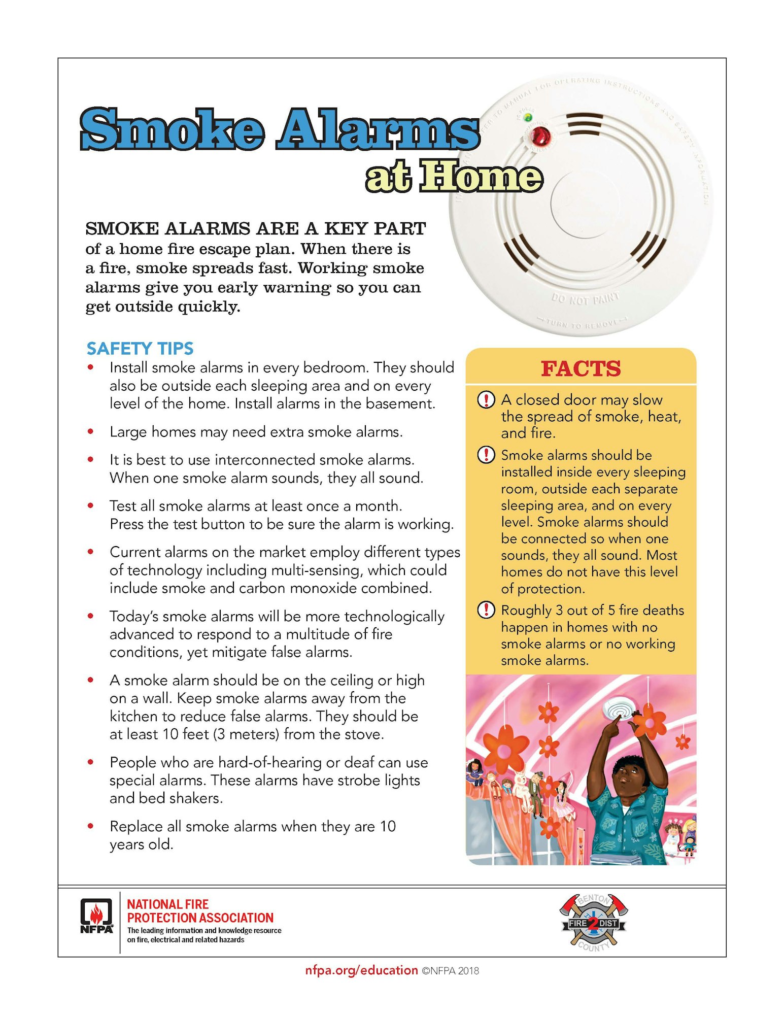 Smoke alarm safety tips and facts, highlighting their importance in fire escape plans, installation advice, and maintenance guidelines.