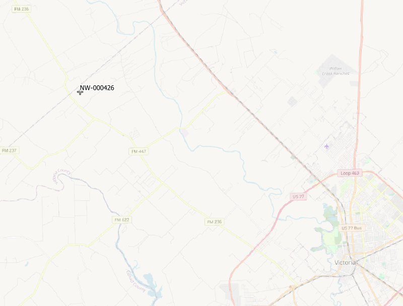 A map showing roads near well NW-000426.