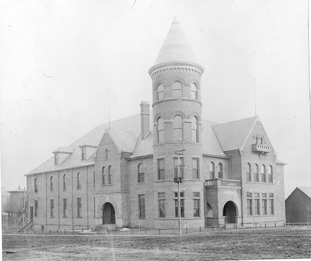 Historical photo of Monticello Town Hall-Library Building