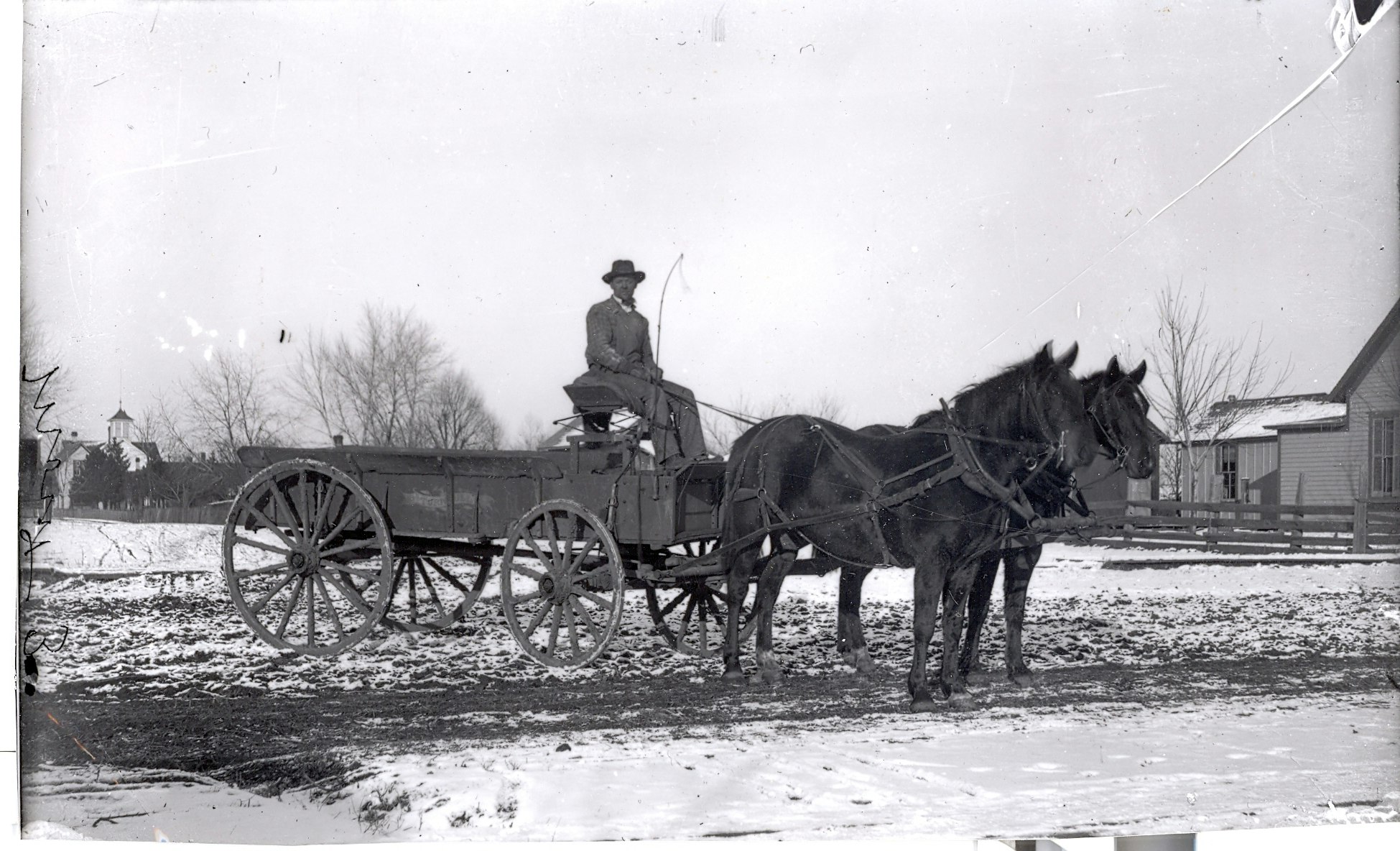May contain: transportation, vehicle, wagon, machine, wheel, spoke, person, animal, horse, and mammal