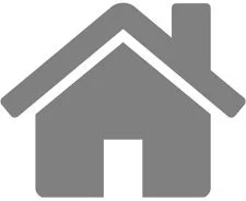 A gray house icon with a roof, chimney, and door.