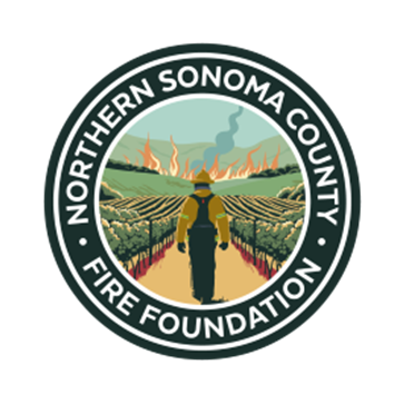Logo of the Northern Sonoma County Fire Foundation with a firefighter and vineyard scene.