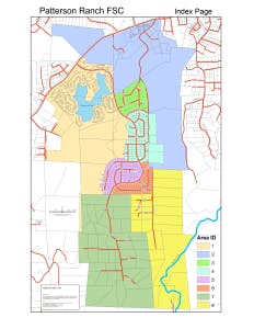 A color-coded map labeled "Patterson Ranch FSC," likely showing different zones or sections for planning or management purposes.