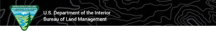 Logo of the U.S. Department of the Interior, Bureau of Land Management with contour lines as a background.