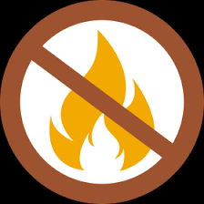 No fire symbol: flame icon crossed out in a circle.