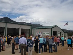 Photo of a group of people at a fire station