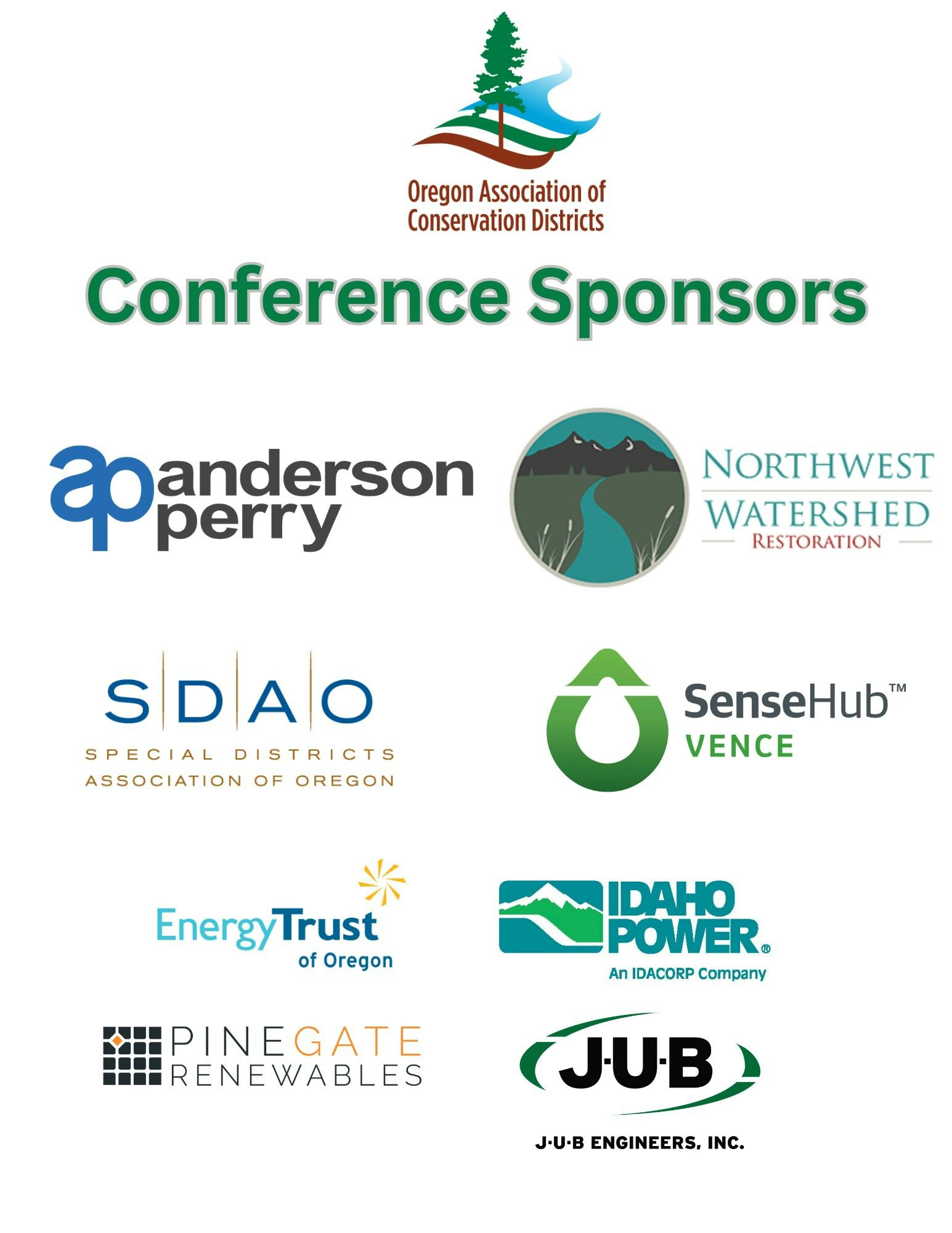 Logos of sponsors for the Oregon Association of Conservation Districts conference.