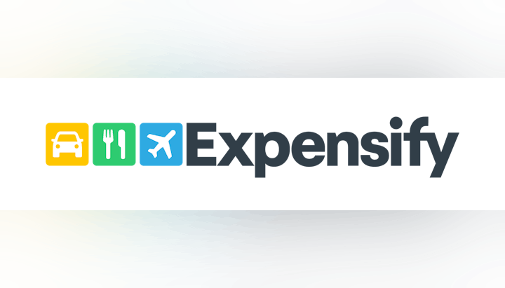 Logo of Expensify, featuring icons for a car, food, and airplane.