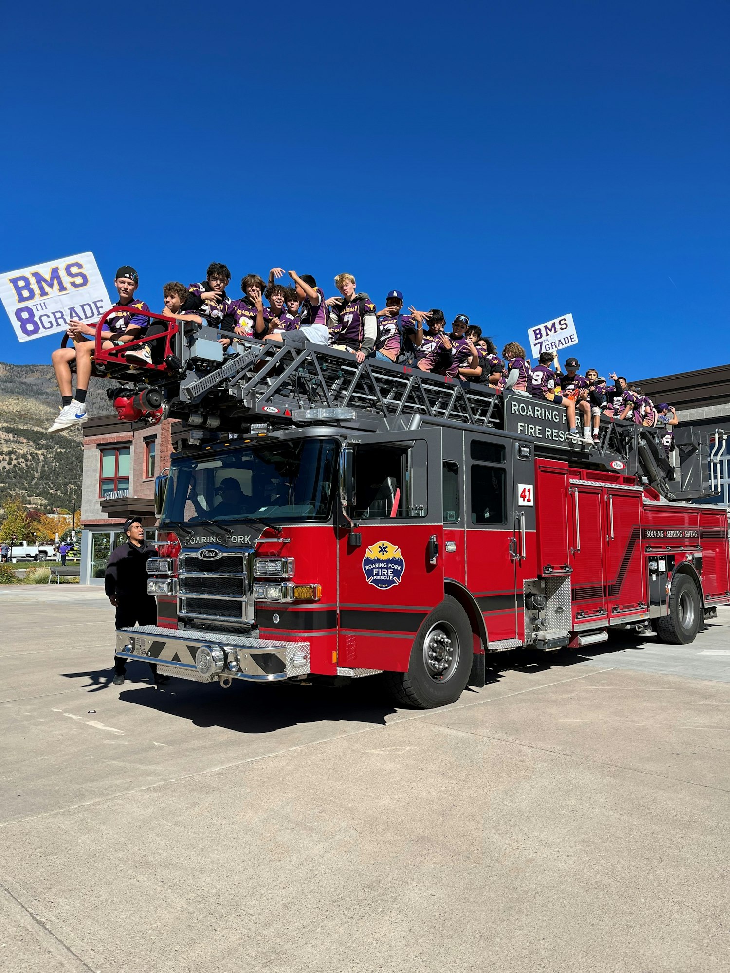 BHS Home Coming kids on fire truck