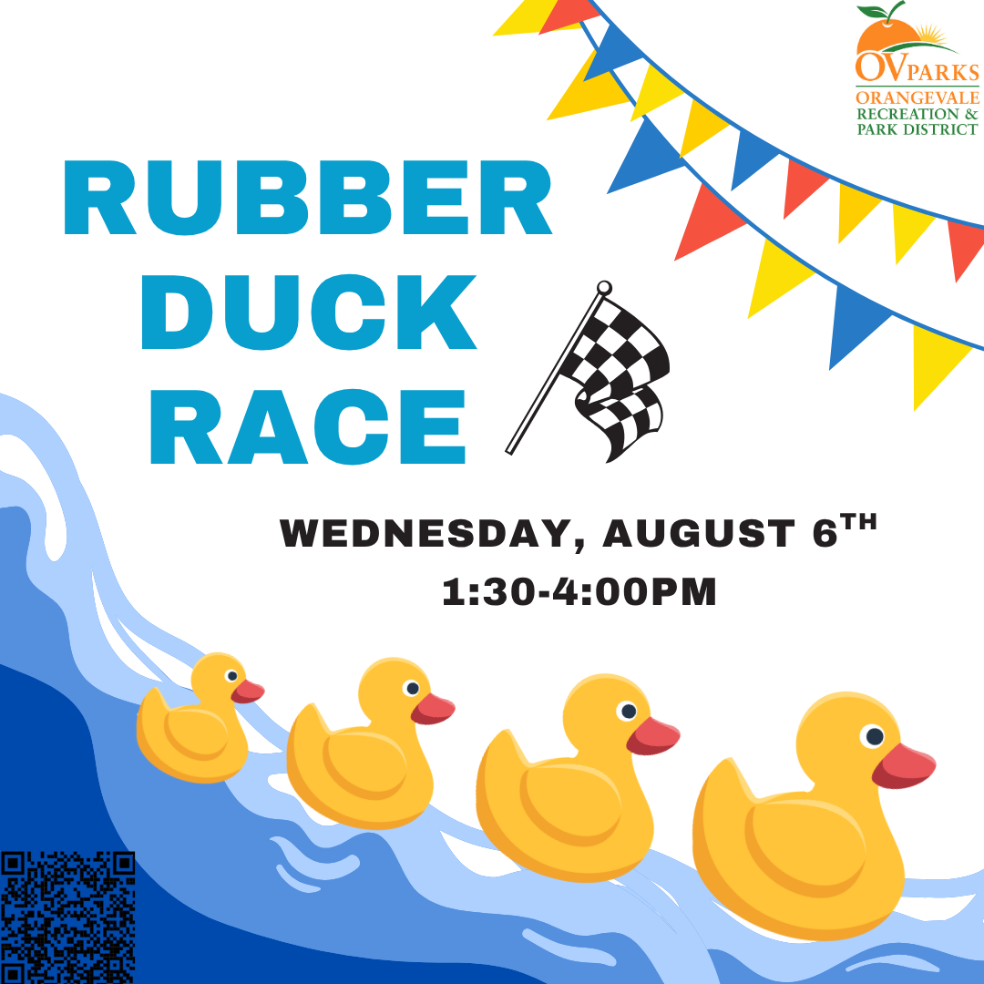 Rubber Duck Race on August 6th, 1:30-4:00 PM by Orangevale Recreation & Park District.