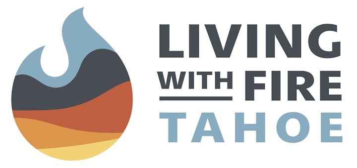 Logo with a stylized flame and the text "Living With Fire Tahoe."
