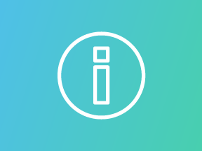 A white information icon inside a circle on a teal gradient background.
