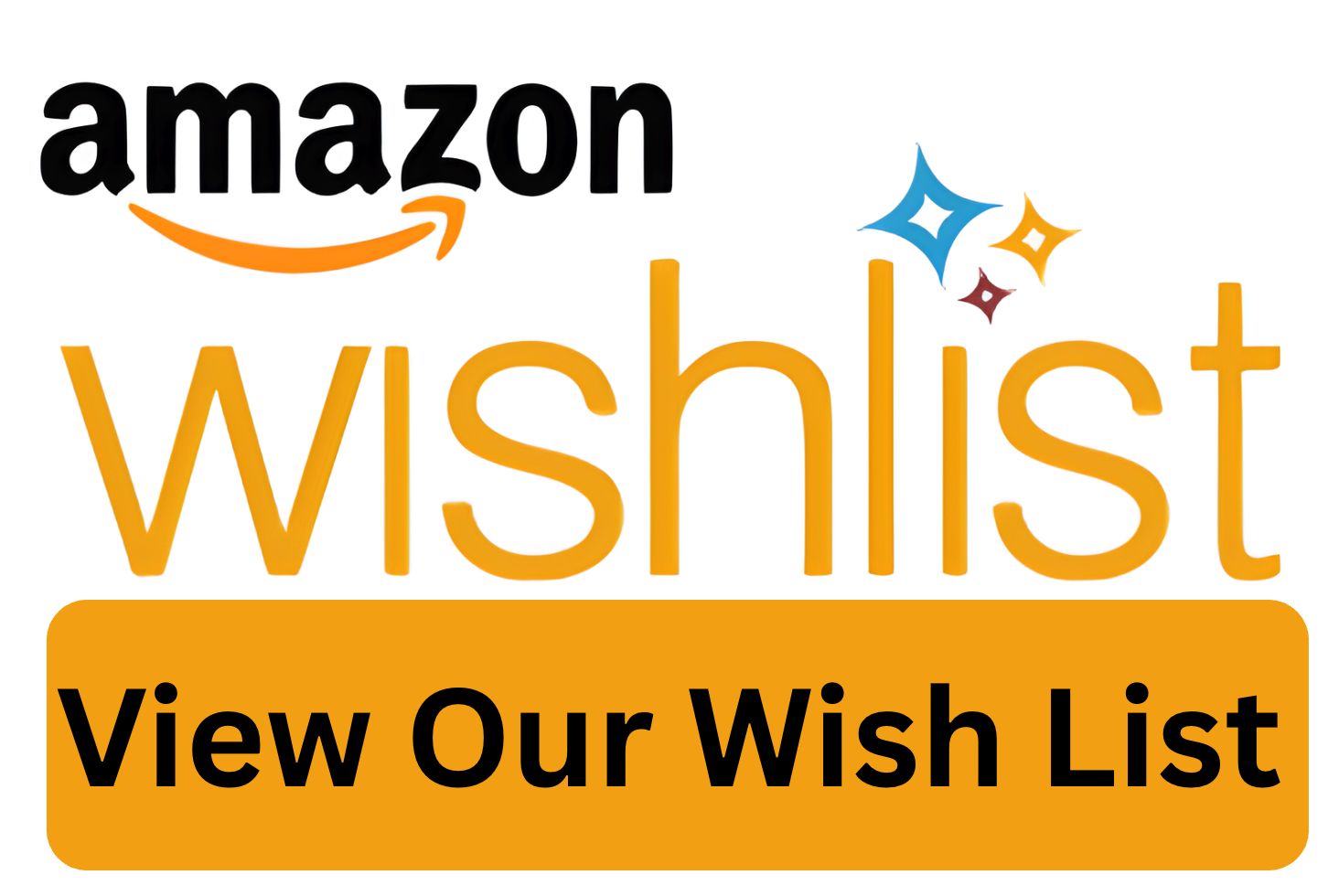The image features the Amazon logo and the text "View Our Wish List" promoting a wishlist feature.