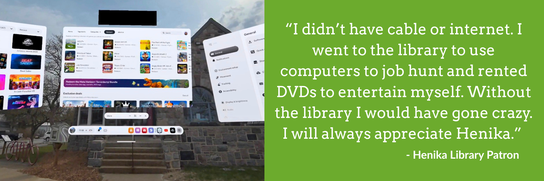 A library patron shares their experience relying on the library for internet access and DVD rentals during tough times.